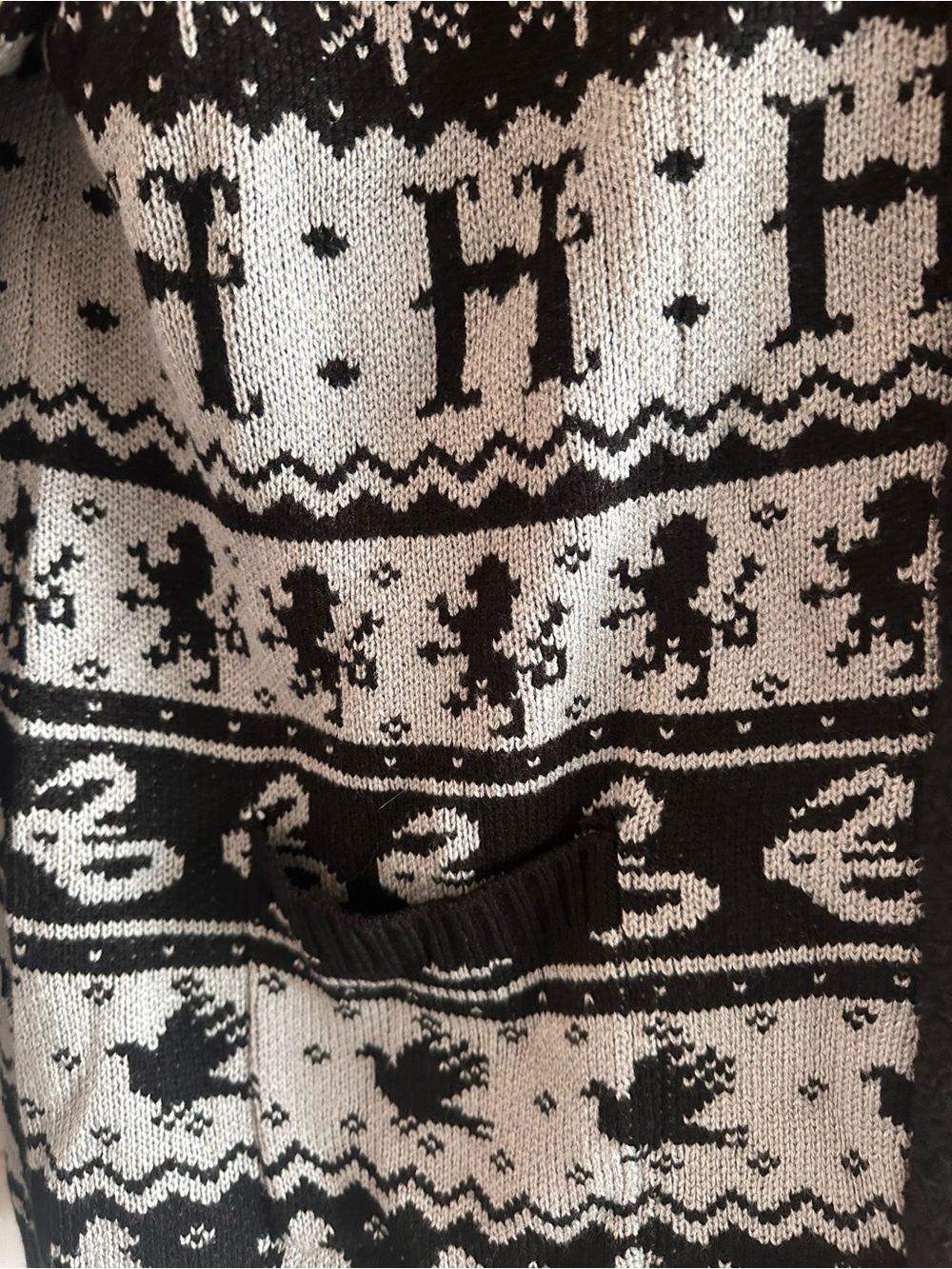 NEW Harry Potter House Symbols Fair Isle Hooded Cardigan Sweater - Picture 4 of 10